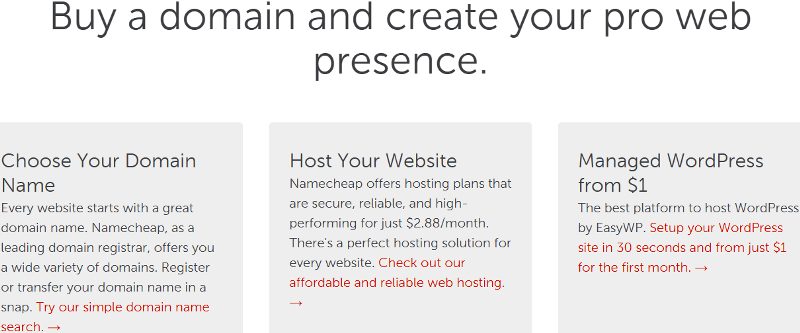 Buy a domain and create your website with Namecheap